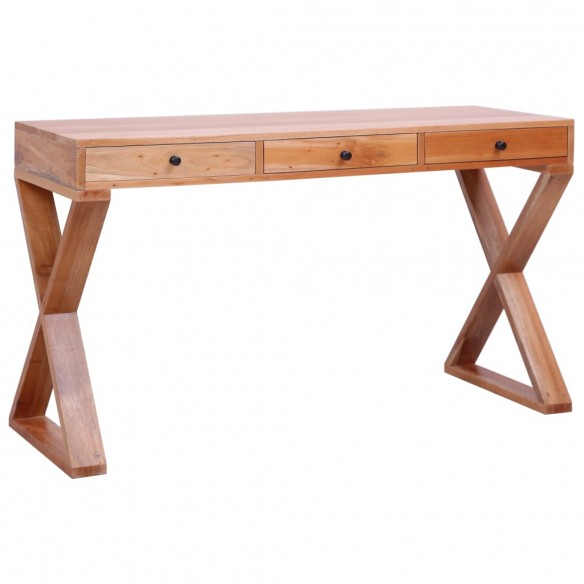 Bureau d'ordinateur Naturel 115x47x77 cm Bois d'acajou massif