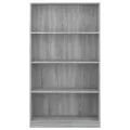 Bibliothèque 4 niveaux Sonoma gris 80x24x142 cm