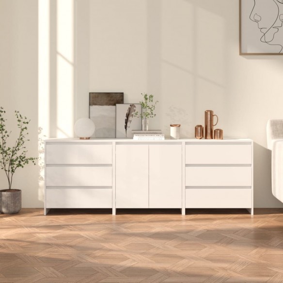 Buffets 3 pcs Blanc Bois d'ingénierie