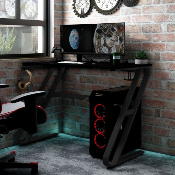 Bureau de jeu avec pieds en forme de ZZ Noir 90x60x75 cm