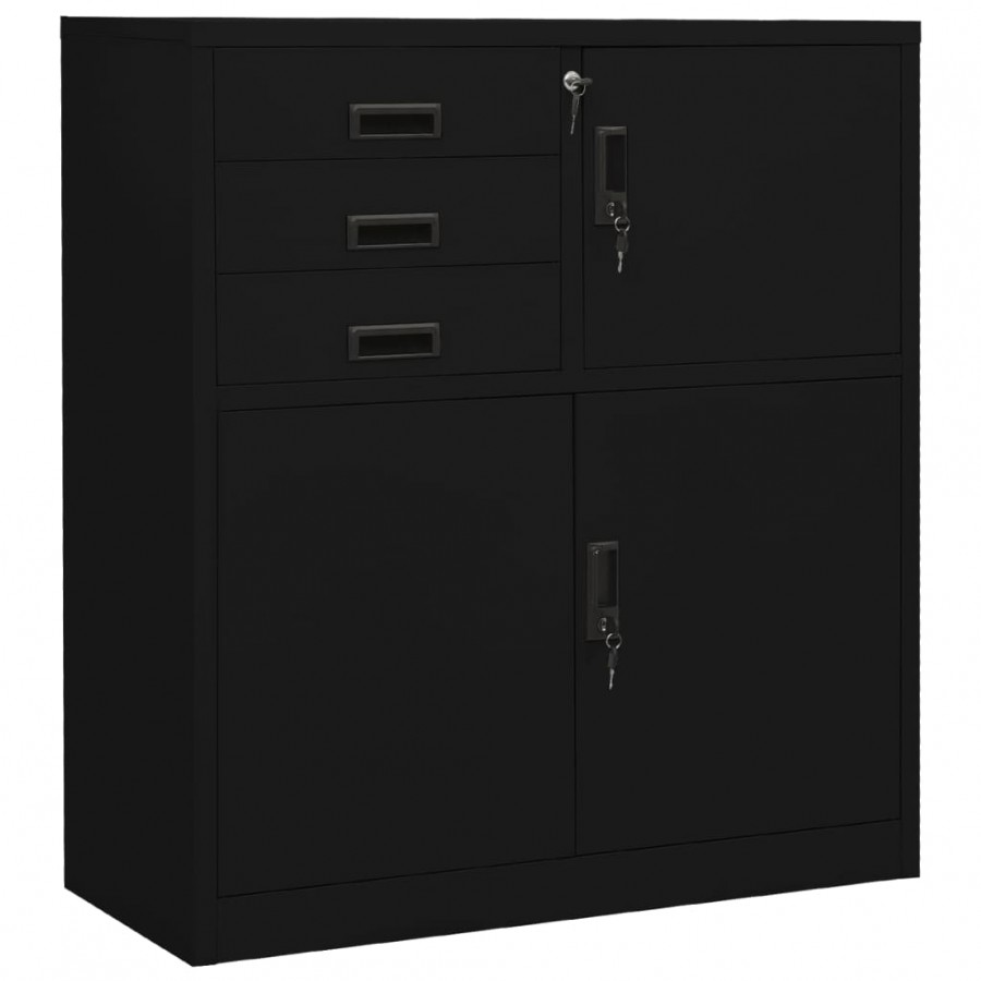 Armoire de bureau Noir 90x40x102 cm Acier