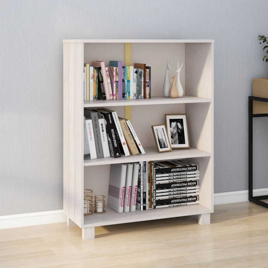 Bibliothèque HAMAR Blanc 85x35x112 cm Bois de pin massif