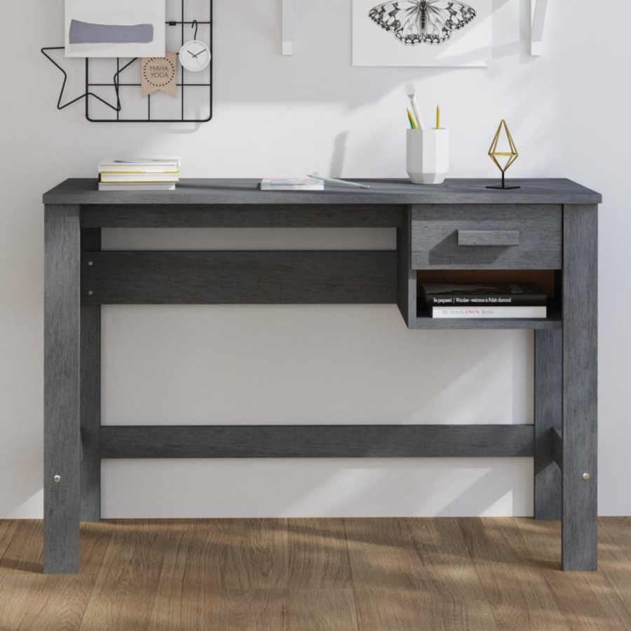 Bureau HAMAR Gris foncé 110x40x75 cm Bois massif de pin