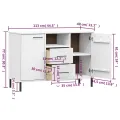 Buffet avec pieds en métal Blanc 113x40x77 cm Bois massif OSLO