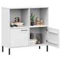 Bibliothèque avec pieds en métal Blanc 90x35x90,5 cm Bois OSLO