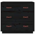 Buffet Noir 80x40x75 cm Bois massif de pin