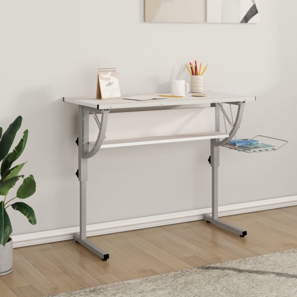 Bureau d'artisanat blanc et gris 110x53x(58-87) cm