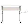 Bureau d'artisanat blanc et gris 110x53x(58-87) cm
