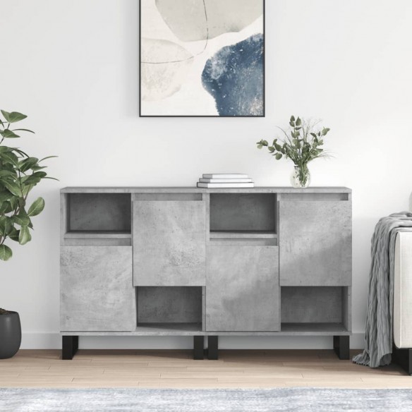 Buffets 2 pcs gris béton bois d'ingénierie