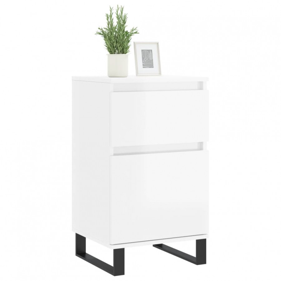 Buffets 2 pcs blanc brillant 40x35x70 cm bois d'ingénierie