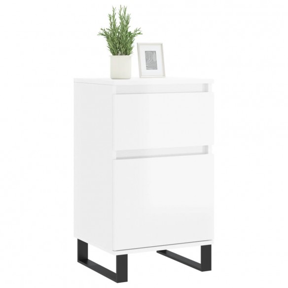 Buffets 2 pcs blanc brillant 40x35x70 cm bois d'ingénierie