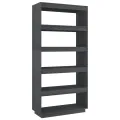 Bibliothèque/Séparateur de pièce Gris 80x35x167 cm Pin massif