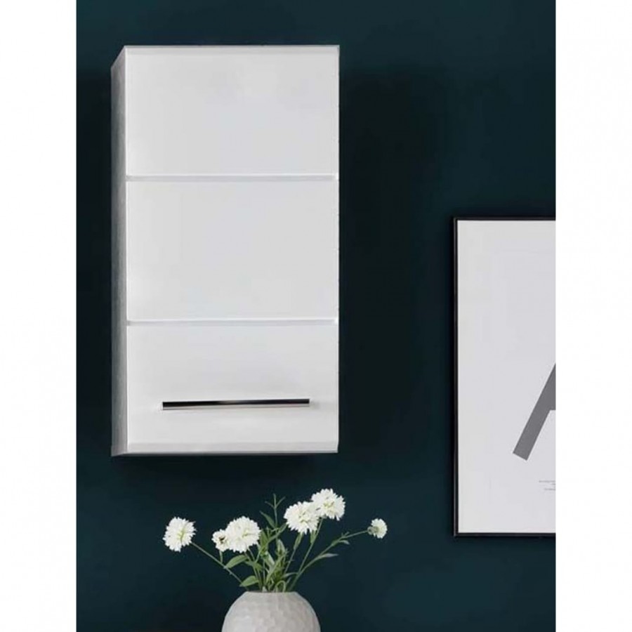 Trendteam Armoire murale de rangement Nano blanc et gris ciment