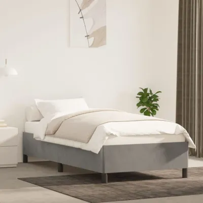 Cadre de lit Gris clair 90x200 cm Velours