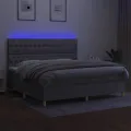 cadre de lit matelas et LED Gris clair 200x200 cm