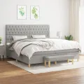 cadre de lit avec matelas Gris clair 200x200cm Tissu
