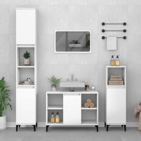 Ensemble de meubles salle de bain 3 pcs blanc bois d'ingénierie