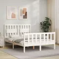 Cadre de lit avec tête de lit blanc 140x190 cm bois massif