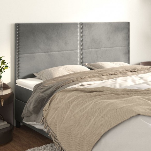 Têtes de lit 4 pcs Gris clair 100x5x78/88 cm Velours