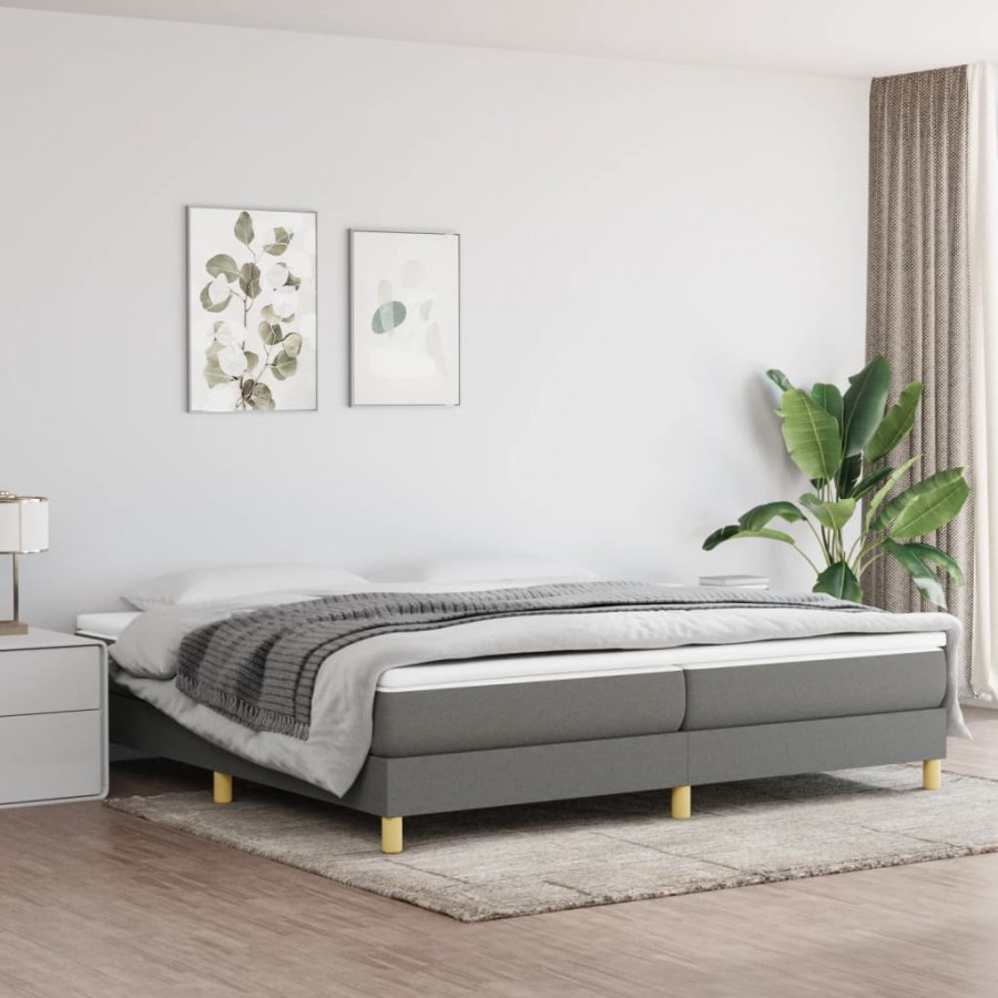 cadre de lit avec matelas Gris foncé 200x200cm Tissu