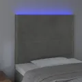 Tête de lit à LED Gris clair 100x5x118/128 cm Velours