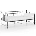 Cadre de canapé-lit extensible Noir Métal 90x200 cm