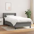 cadre de lit et matelas Gris foncé 90x190 cm Tissu