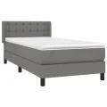 cadre de lit et matelas Gris foncé 90x190 cm Tissu