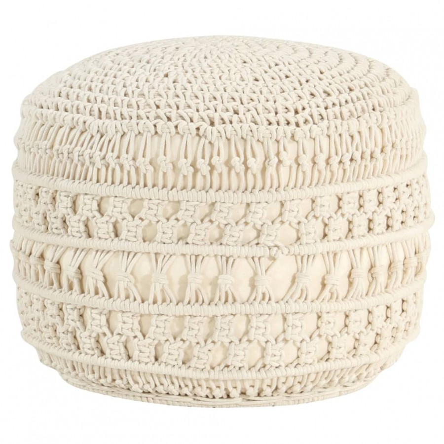 Pouf fait à la main en macramé 45x30 cm Coton