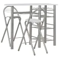 Ensemble de bar avec étagères 3 pcs Bois et acier Blanc