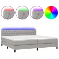 cadre de lit matelas LED Gris clair 200x200 cm Tissu