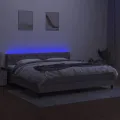 cadre de lit matelas LED Gris clair 200x200 cm Tissu