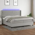 cadre de lit matelas LED Gris clair 200x200 cm Tissu