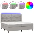 cadre de lit matelas LED Gris clair 200x200 cm Tissu