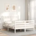 Cadre de lit avec tête de lit blanc 140x200 cm bois massif