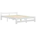 Cadre de lit Blanc Bois de pin massif 160x200 cm