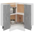 Armoire de plancher d'angle gris béton 75,5x75,5x81,5 cm bois