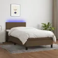 cadre de lit matelas et LED Marron foncé 100x200 cm