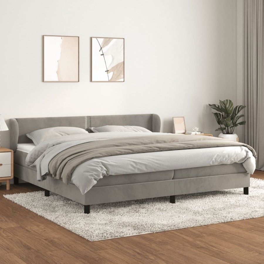 cadre de lit et matelas Gris clair 200x200cm Velours