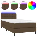 cadre de lit matelas et LED Marron foncé 100x200cm