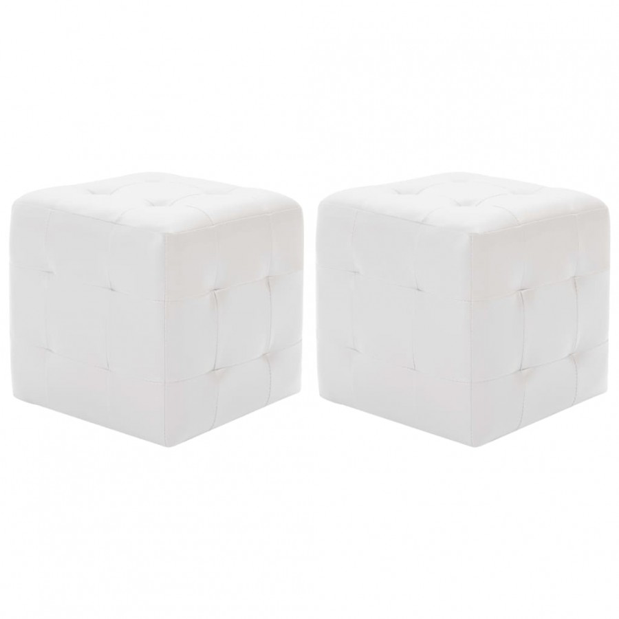 Poufs 2 pcs Blanc 30 x 30 x 30 cm Similicuir