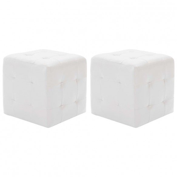 Poufs 2 pcs Blanc 30 x 30 x 30 cm Similicuir