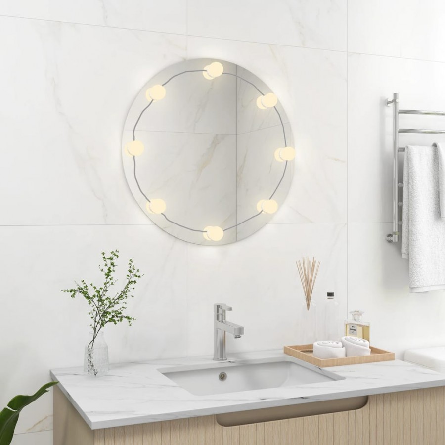 Miroir mural avec lampes LED Rond Verre