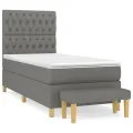 cadre de lit avec matelas Gris foncé 100x200cm Tissu
