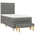 cadre de lit avec matelas Gris foncé 100x200cm Tissu