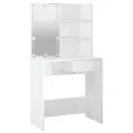 Coiffeuse avec LED Blanc brillant 74,5x40x141 cm