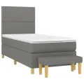 cadre de lit avec matelas Gris foncé 80x200 cm Tissu