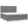 cadre de lit avec matelas Gris foncé 160x200cm Tissu