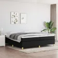 cadre de lit avec matelas Noir 200x200 cm Tissu