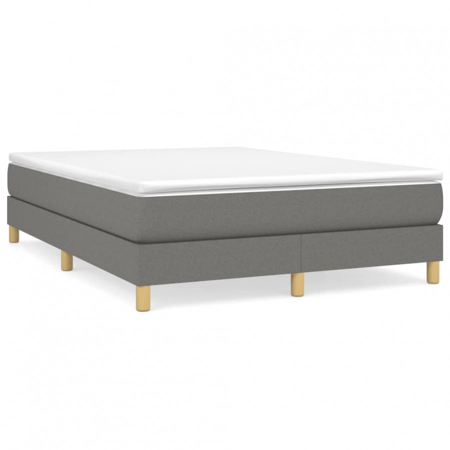 cadre de lit avec matelas Gris foncé 140x200cm Tissu